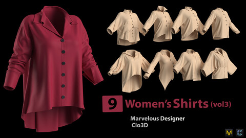 9 women's Shirts (vol3)+ Zprj +Obj + Fbx