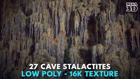 27 Low poly Cave Stalactites - 250208