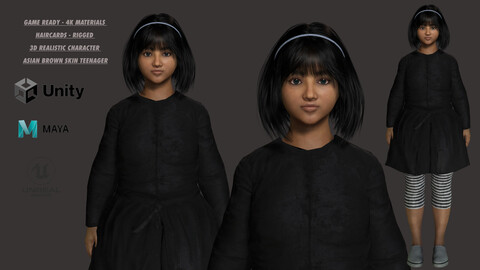 AAA 3D REALISTIC CHARACTER - ASIAN BROWN SKIN TEENAGER