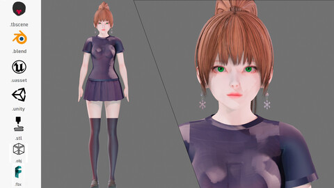 Casual Clothing 0016 - UE5 - Unity - Blender - Animated - Realistic Female Character