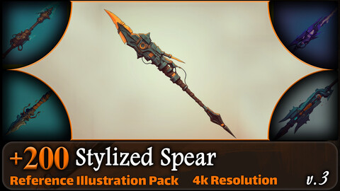 200 Stylized Spear Reference Pack | 4K | v.3