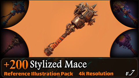 200 Stylized Mace Reference Pack | 4K | v.7