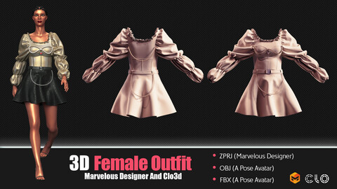 3D Women Outfit (CLO3D, MD PROJECTS+OBJ+FBX)