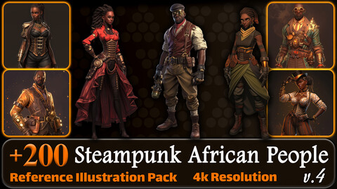 200 Steampunk African People Reference Pack | 4K | v.4