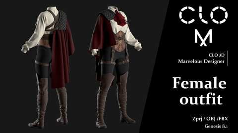 Female outfit / Marvelous Designer/Clo3D project file + OBJ, FBX