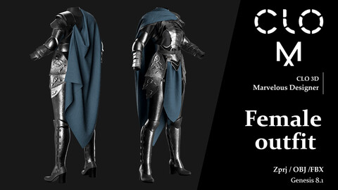 Female outfit / Marvelous Designer/Clo3D project file + OBJ, FBX