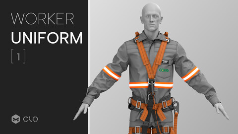 Worker Uniform 01 - Marvelous Designer, CLO 3D