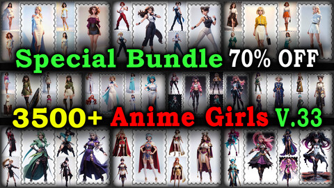 3500+ SPECIAL BUNDLE (Anime Girls Images Reference Pack)  - 4K Resolution - V.33