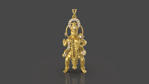 Bajrangbali Pendant - 0073 3D