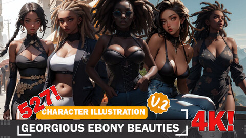 527 Various Gorgeous Ebony Beauties Diverse Outfit Character Design Reference Art V2 4K