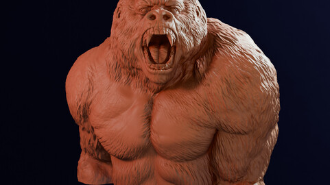 Furious gorilla bust 3D print model