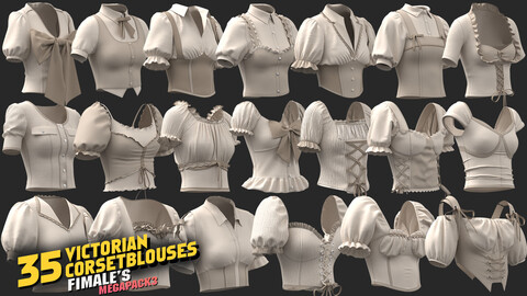 35models of Victorian CorsetBlouses fimale's megapack 85%off/ marvelous & clo3d / OBJ / FBX