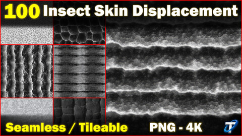 100 Ultra High-Quality Insect Skin Displacements / Insect Skin Alpha (Seamless and Tileable)