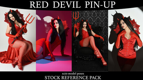 Red Devil Fantasy - Stock Model Pose Reference Pack