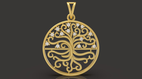 Diamond Tree Pendant - 0073