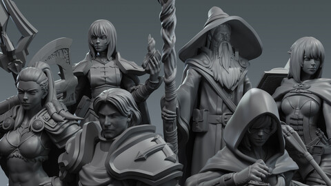 Hero party - DND Miniature collection - Pre-Supported 3d Print Model