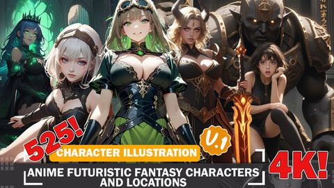 525 Anime Futuristic Fantasy Characters and Locations Diverse Outfit Character Design Reference Art V1 4K