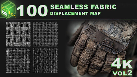 100 Seamless Fabric Displacement Maps – 4K High-Resolution Textures Vol2