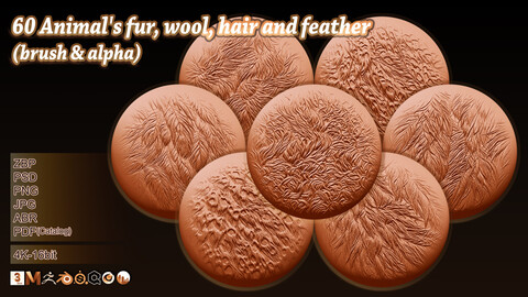 60 Animal's fur, wool, hair and feather (brush & alpha)