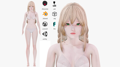 Lingerie clothes 0002 - UE5 - Unity - Blender - Animated - Realistic Female Character