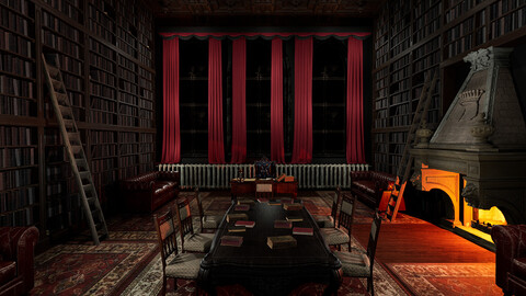 Gothic Victorian Library and Study Room