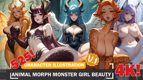 525 Animal Morph Monster Girl Beauties Diverse Character Design Reference Art V1 4K