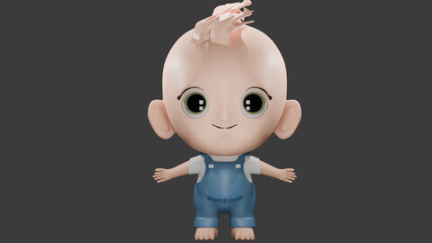 Stylized 3D Character model, low poly fantasy character pock