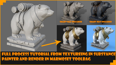 Texturing Tutorial in substanc painter and rendering in marmoset toobag. Smart materials included.