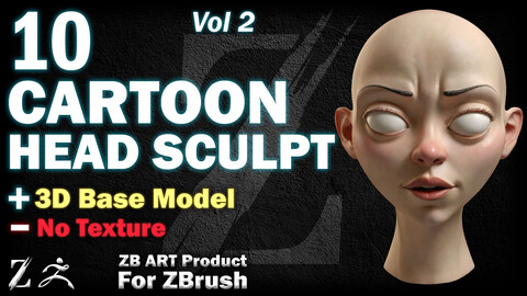 10 ZB ART Cartoon Head Sculpt (3D Base Model) - Vol 2