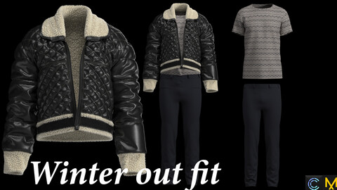 winter out fit for men Marvelous Designer/Clo3D file - (a-pose, Zprj)    - OBJ files (thin unweld / thick unweld)    - FBX files (thin unweld / thick unweld)