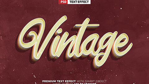 Vintage PSD fully editable text effect. Layer style PSD mockup template