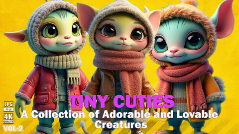 50 4K TINY CUTIE CREATURES COLLECTION – Highly Detailed Photo Reference and Artwork - VOL 2