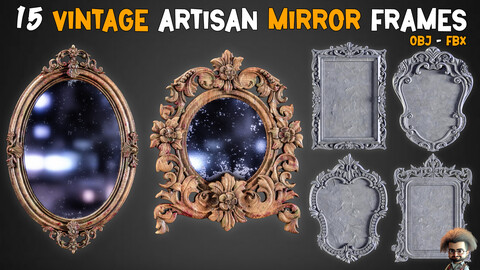 15 Vintage Artisan Mirror Frames - Vol 34