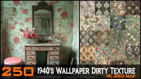 1940's Wallpaper Dirty -250 Texture