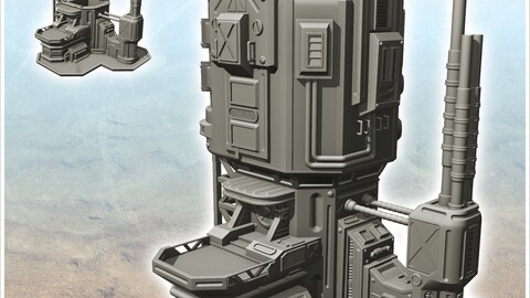 Sci-Fi industrial structure with chimney and energy blocks (17) | STL for 3D Printing Printer | Hard Surface