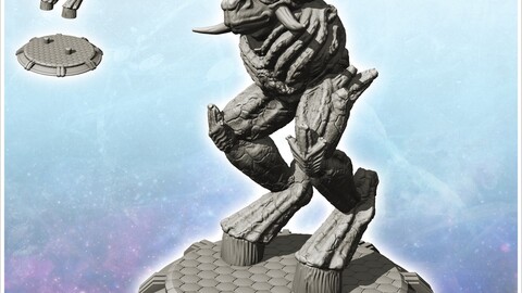 Alien creature with round antennas and no arms (4) | STL for 3D Printing Printer | Hard Surface