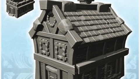 Medieval one-storey house with slate roof (1) | STL for 3D Printing Printer | Hard Surface