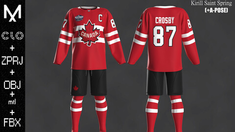 Hockey Canada Form Marvelous designer/Clo3d OBJ mtl FBX ZPRJ