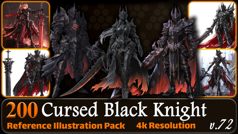 200 Anime Cursed Black Knight (Full Body) Reference Pack | 4K | v.72