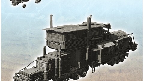 Large American post-apo truck with tank and living space (7) | STL for 3D Printing Printer | Hard Surface