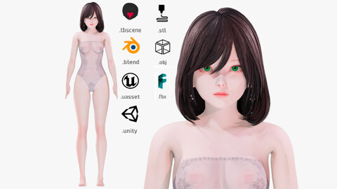 Lingerie clothes 0004 - Rigged -Unreal - Unity - Blender - Animated - Realistic Female Character - GA