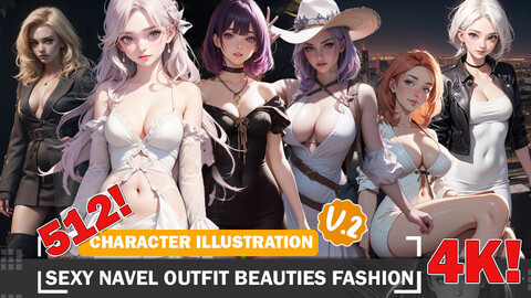 512 Anime Various Sexy Outfit Beauties Diverse Outfit Character Design Reference Art V2 4K