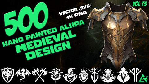 500 Hand Painted Alpha Medieval Design (MEGA Pack) - Vol 73