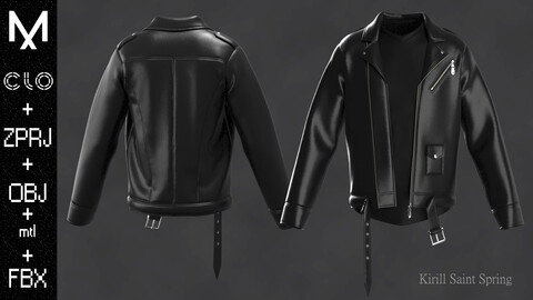 Leather Jacket Marvelous designer/Clo3d OBJ mtl FBX ZPRJ