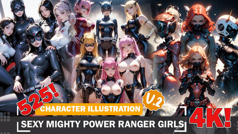 525 Sexy Mighty Power Ranger Girls Beauty Various Poses Diverse Outfit Character Design Reference Art V2 4K