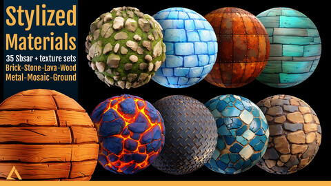 35 Stylized Base Materials (SBSAR + Textures)