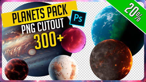 300+ PNG Cutout Planets - Resource Photo Pack for Photobashing in Photoshop