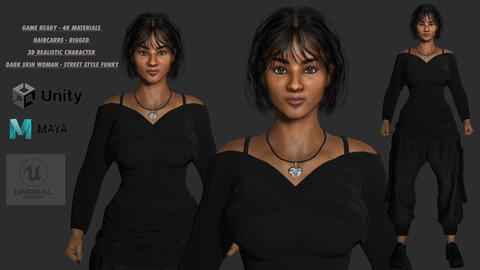 AAA 3D REALISTIC FEMALE CHARACTER - DARK SKIN WOMAN STREET STYLE