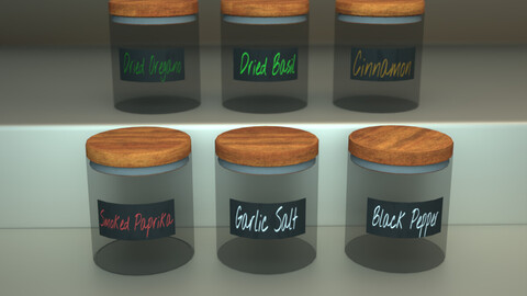 Spice Jar Set with Editable Labels and Trim Sheet