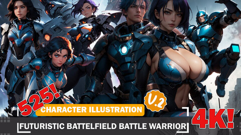 525 Futuristic Battlefield Battle Warriors Diverse Outfit Character Design Reference Art V2 4K